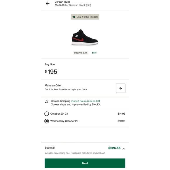 Size 5.5Y | 7W - Jordan 1 Mid Multi-Color Swoosh Black (GS) - 554725-065 - Picture 10 of 10